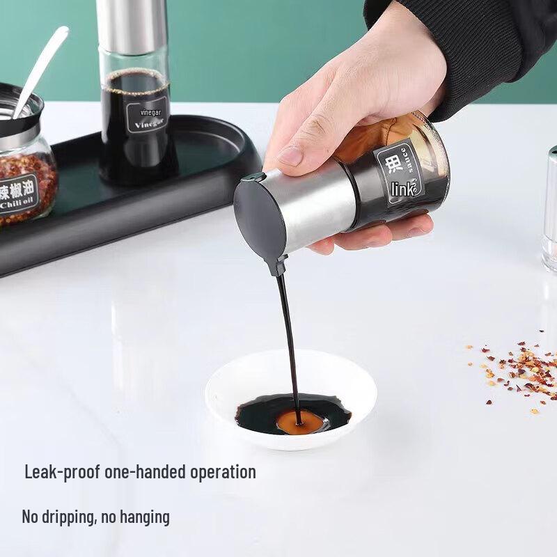 304 Stainless Steel & Glass Seasoning Dispenser Bottle