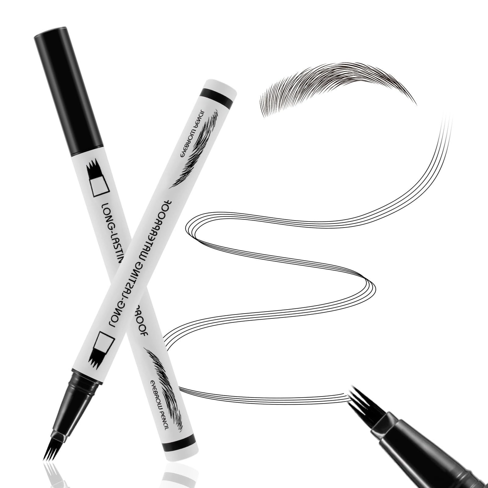 

Boobeen Microblading Eyebrow Pen, Waterproof Eyebrow Pencil with Micro Fork Tip Applicator, for Long-Lasting Eyebrow Makeup, Black & Brown