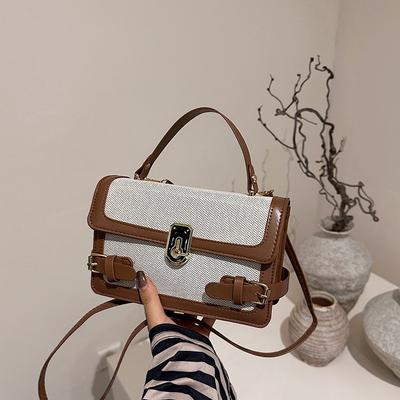 Fashion High-end Portable Small Bag Women's New Contrasting Color Splicing Small Square Bag Casual Simple Messenger Bag