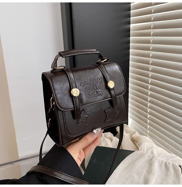 Retro Texture Portable Small Bag Women's 2025 Autumn and Winter Niche Women's Shoulder Messenger Bag Fashionable and Simple Small Square Bag