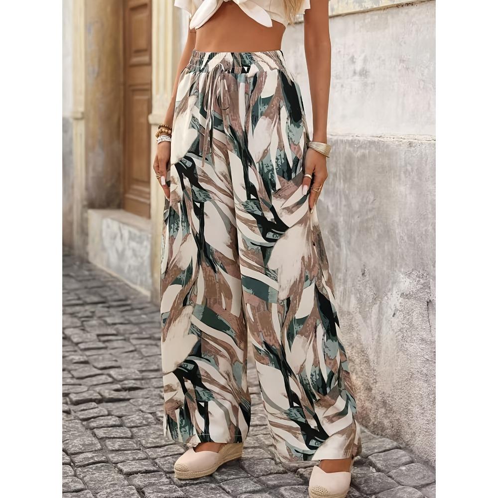 Women's Casual Pants High Waist Print Wide Leg Pants