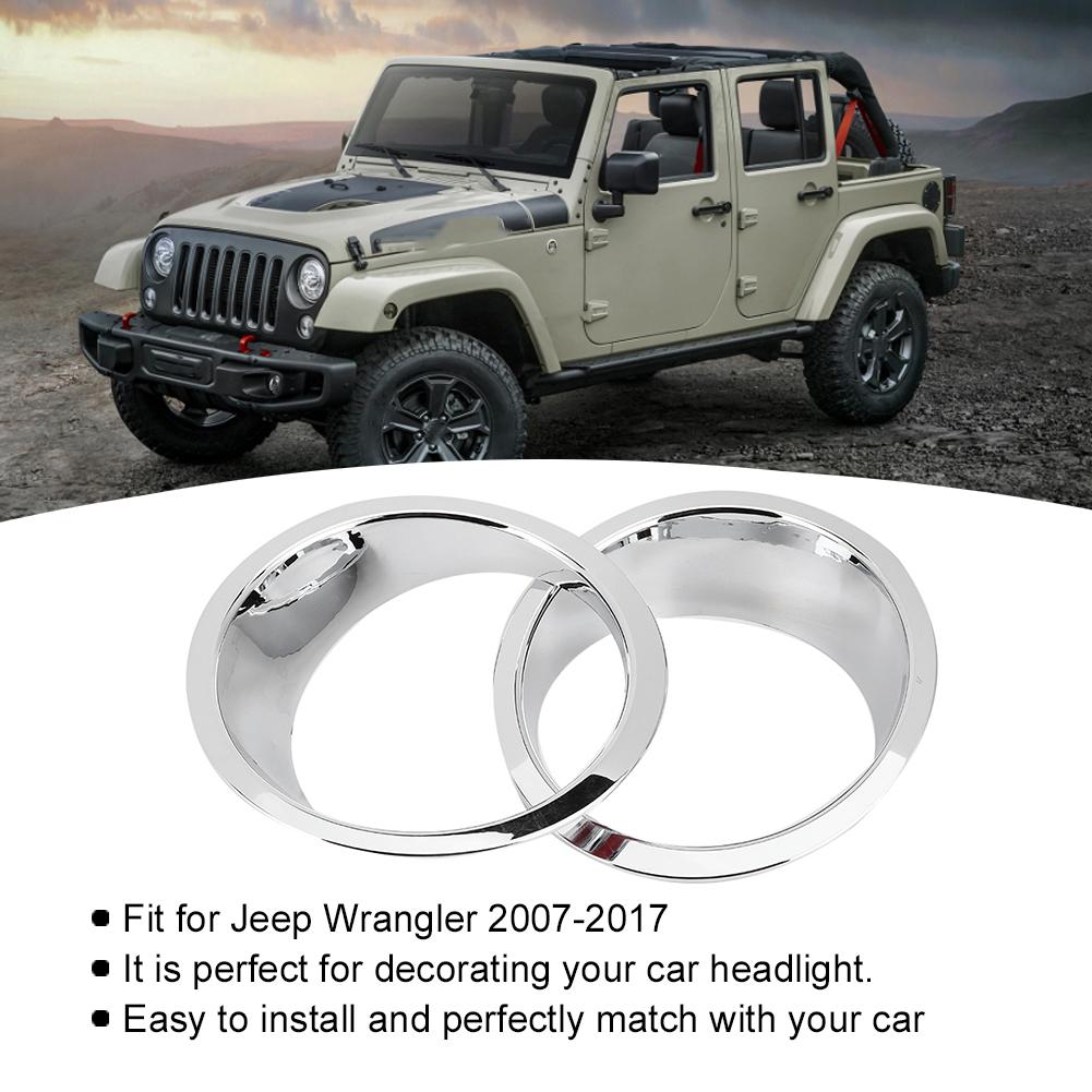 1 Pair Car Front Headlight Lamp Cover Trim Fit for Jeep Wrangler 20072017Bright Color