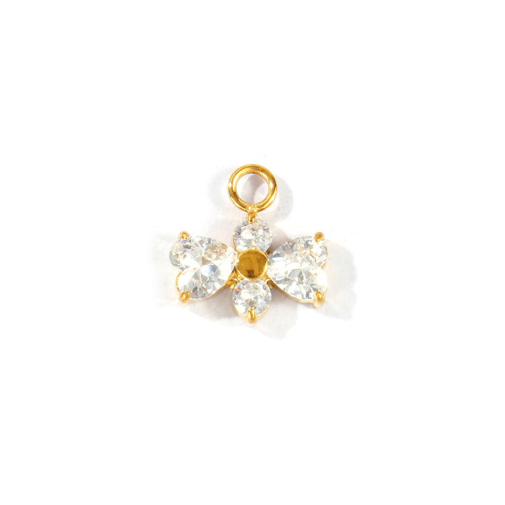 1 Piece Mini Flower Heart Star 304 Stainless Steel Charms Multicolor Cubic Zirconia 18K Gold Plated Pendant DIY Necklace Making