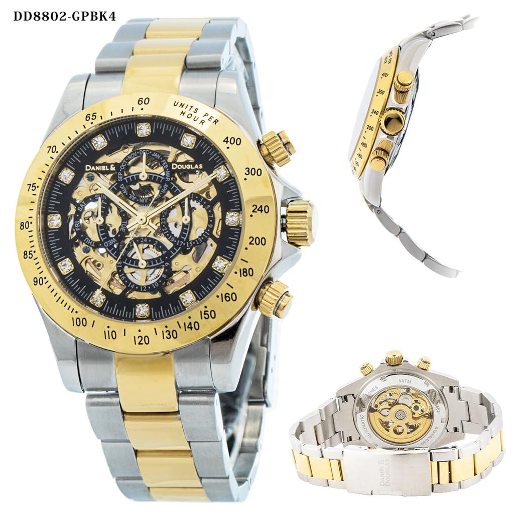 Watch Mechanical Automatic Silver Gold DANIEL&DOUGLAS Men's (DD8802-GPBK4)