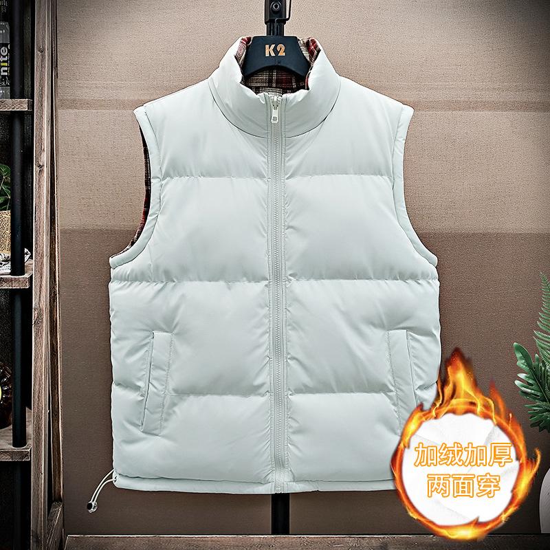 New 2025 autumn and winter double-sided vest men's warm trendy vest windproof couple sleeveless cotton-padded clothes