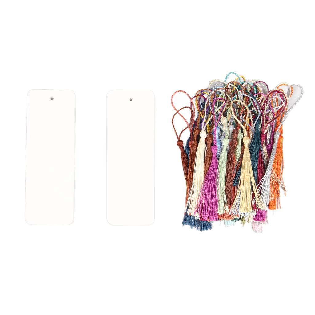 80 Sets Blank Bookmarks 5.5in Long 2in Wide Smoothing Widely Used Cardstock Bookmarks with Tassels