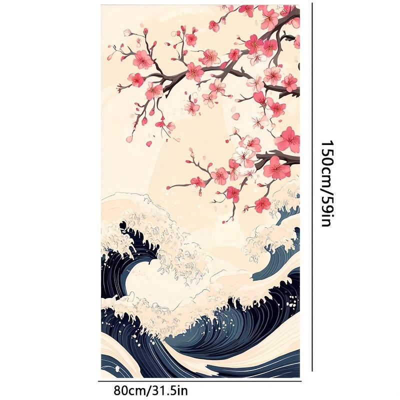 

1pc 2D FLAT, Door Curtain 31.5*59inch, Cherry Blossom and Waves Design, Traditional Japanese Art, Decorative Door Curtain, Bedro 65x100cm26x39in