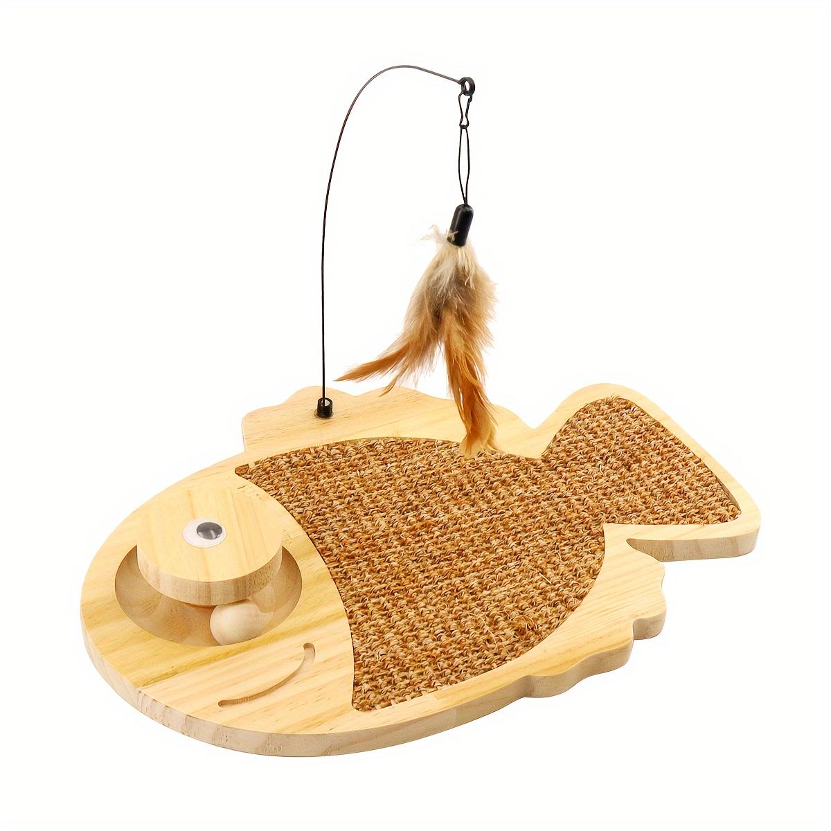 

Многофункциональная когтеточка для кошек с игрушкой из перьев, пеньковой веревкой и дизайном в форме рыбы Cat Scratching Post