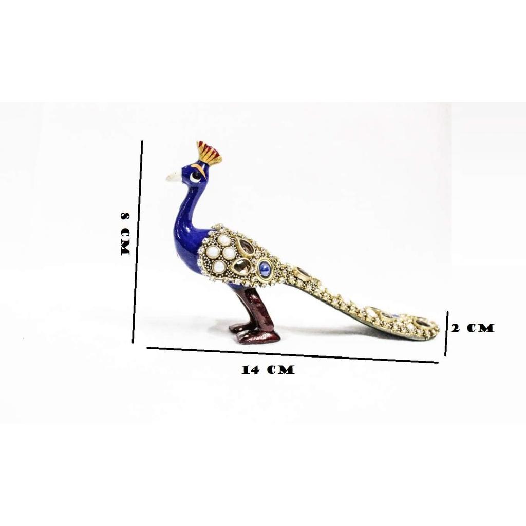Metal Stone Work Peacock Statue Showpiece Decorative Figurine for Home Living Room Office Bedroom Decor