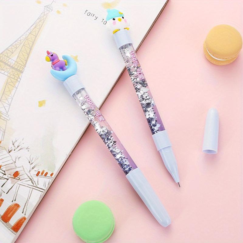 1pc Glitter Sequin Various Cartoon Styles Comfortable Grip Stationery School Office Supplies Student Prize Gift Writing Tools Holiday Gift Novelty Sta