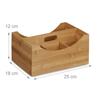 Relaxdays organiseur de bureau boîte de rangement bambou 4 compartiments avec poignée hxlxp: 12 x 25 x 18 cm, nature