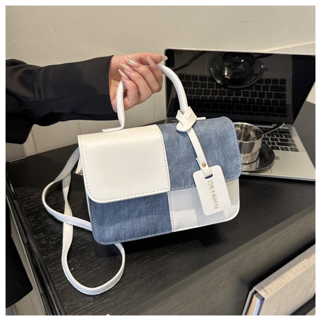 Small Square Bag with Niche Design Splicing and Contrasting Colors, Women's Daily Wear with Crossbody Bags and Fashionable Single Shoulder Bags