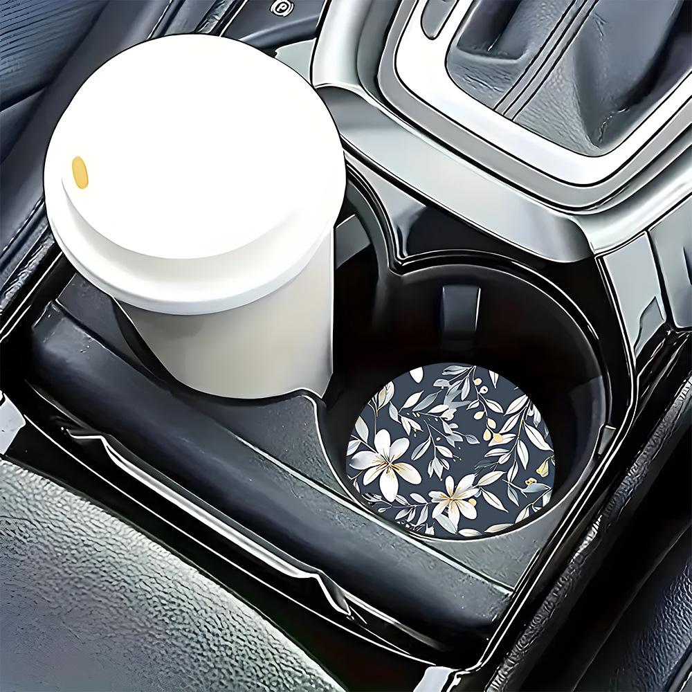 2pcs Little White Flower Car Cup Mat Car Anti slip Mat Water Cup Mat Center Console Storage Anti slip Mat Water Cup Mat
