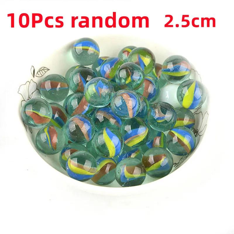 10/50Pcs 25/14Mm Colorful Glass Marbles Toy Kids Marble Balls Run Game Solitaire Toy Accs Vase Filler&Fish Tank Home Toy Gift