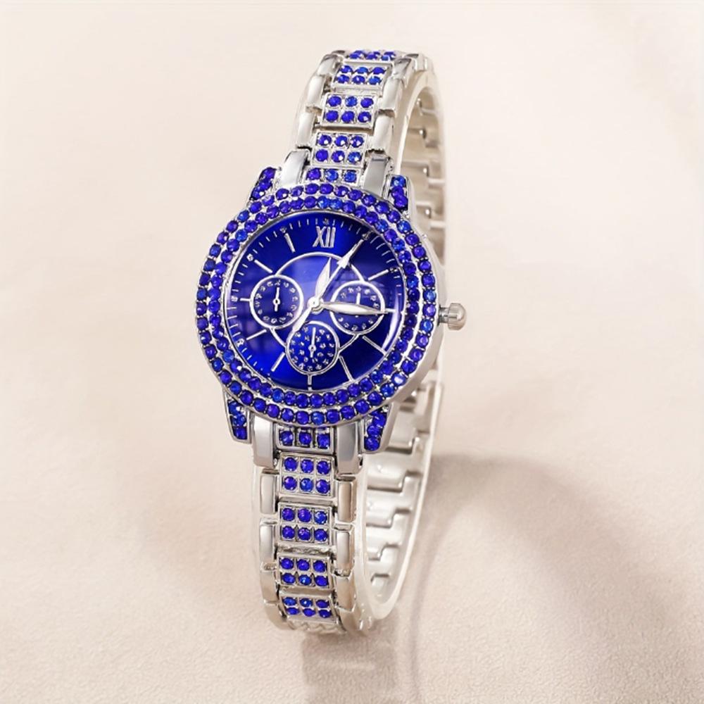 New Full Diamond Luxury Bracelet Watch Set, Women'S Quartz Watch, Exquisite Five-Piece Jewelry
