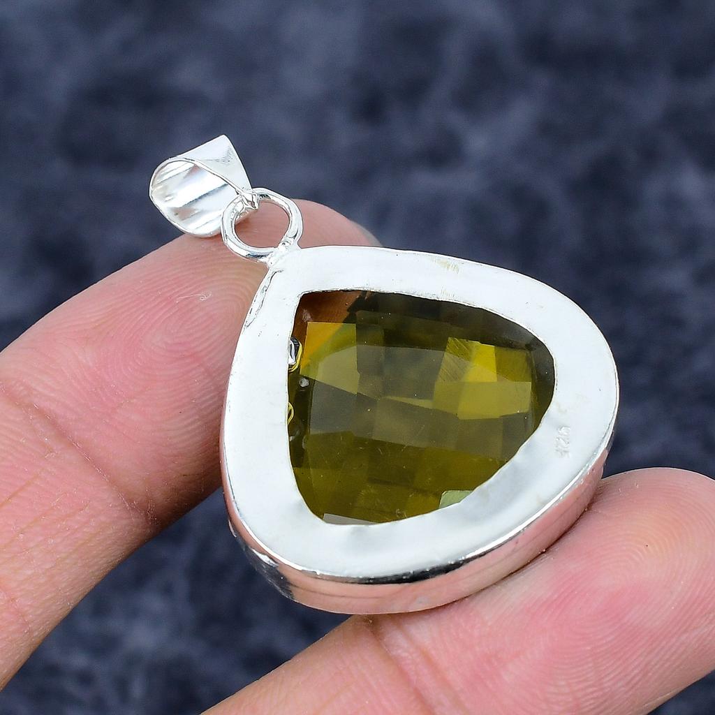 Citrine Gemstone Handmade 925 Sterling Silver Jewelry Pendant 1.77" M-3257