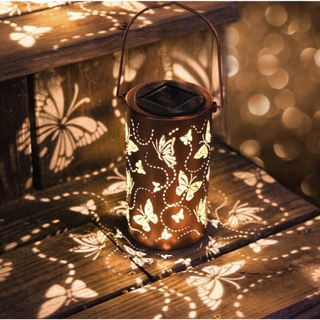 Solar Outdoor Hanging Lights, Dragonfly Hollow Decorative Lights, IP65 Waterproof Courtyard LED Garden Lights, Exquisite Courtyard