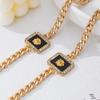 Fashion Light Luxury Lion Head Necklace Bracelet Set, Alloy Chain With Diamonds Square Pendant Jewelry Women'S Models