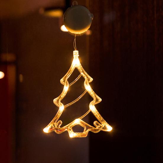 Christmas Window Curtain Lights with Snowflakes Santa Star Easy to Hang Christmas Ornaments with Suction Cups LED String