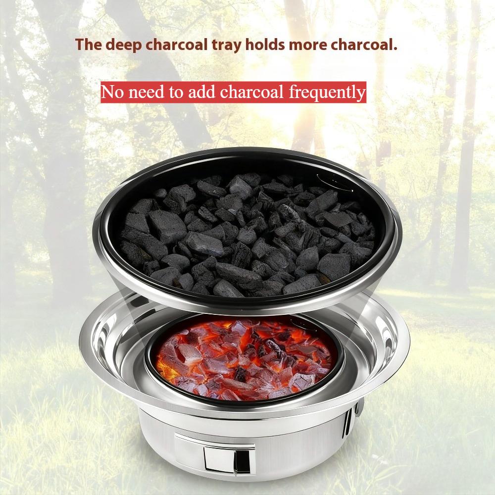KOSUN Smokeless Charcoal Barbecue Pot BBQ Grill Nonstick Barbecue Machine Portable Outdoor Oicnic Stove Stainless Steel Thick