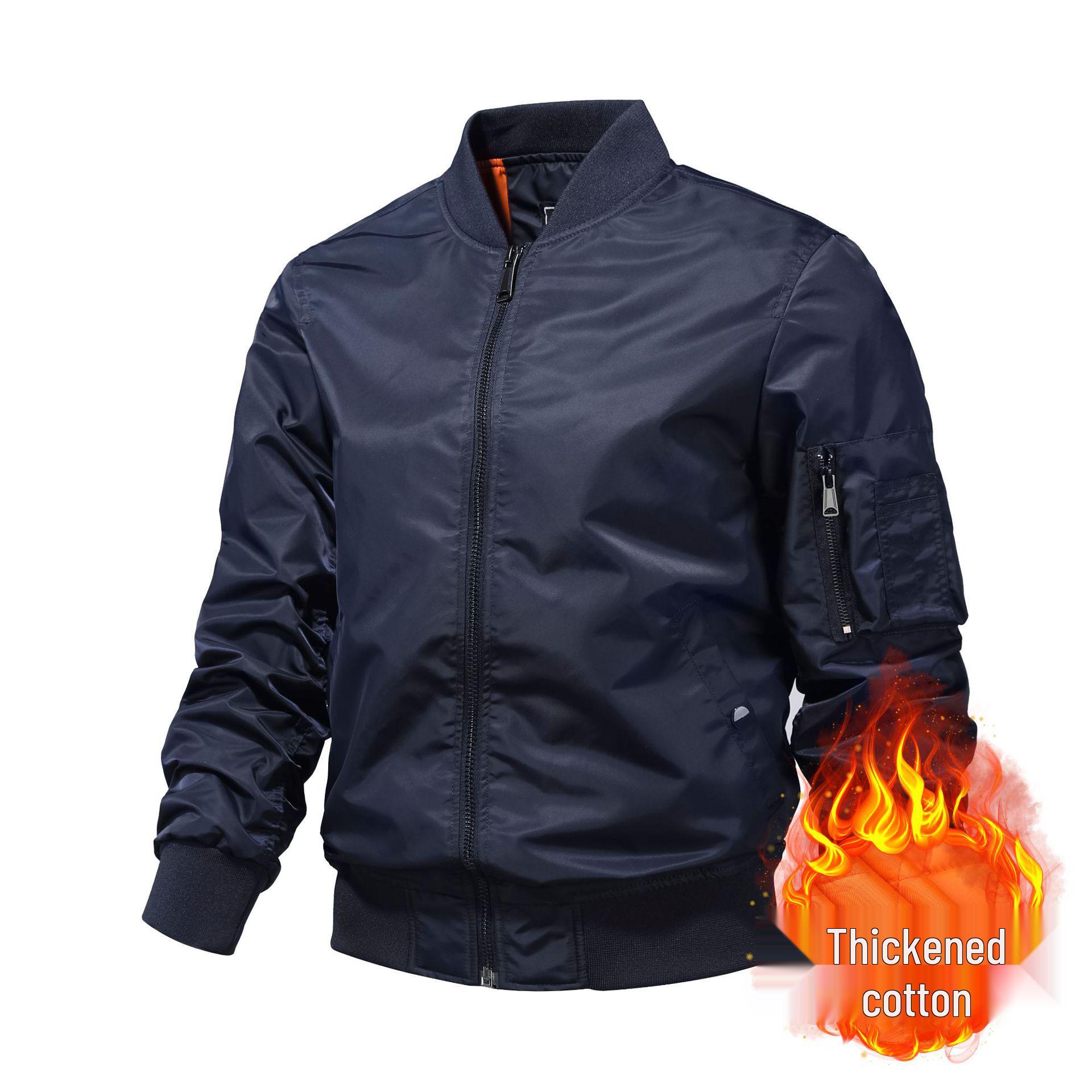 

Men s Trend 2026 Thickened Baseball Collar Cotton Jacket - Autumn/Winter Loose Fit S синий