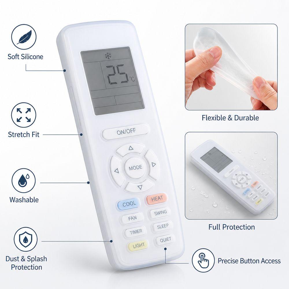 Transparent Remote Controller Case Full Coverage Remote Control Sleeve Air Conditioner Controls