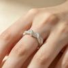 Textured Interlocking Women's Korean Style Geometric Silver Twist Ring