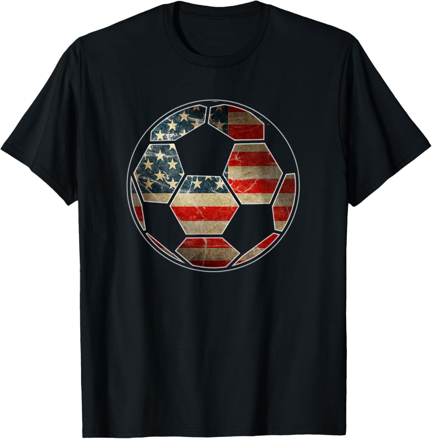 Retro American Flag Soccer Ball Graphic T-shirt L
