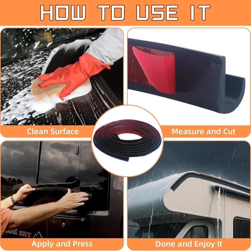 1PC 1/3meter Waterproof RV Water Channel - Self-Adhesive J-Shaped Drip Channel, Suitable for RVs, Cars, and Trucks,  Improves Ro