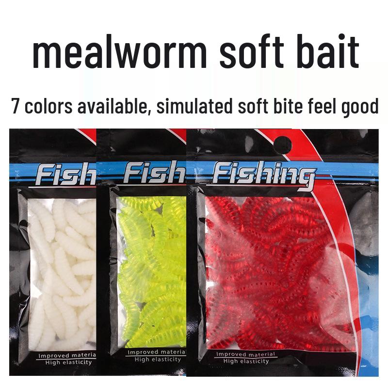 

Имитация мягкой приманки: Упаковка 50/100 шт. мучных червей и опарышей для ловли карпа и леща Transparent Bag 50 Pieces