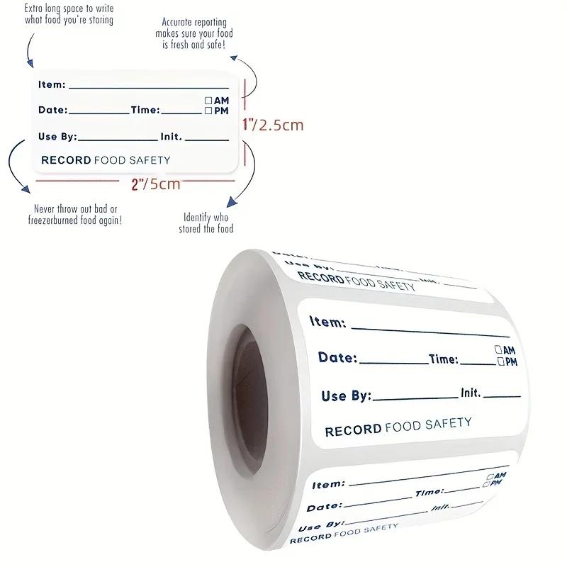 Kitchen Sticker Refrigerator Freezer Food Storage Date Content Label Self-adhesive Roll Sticker Label Dissolvable Storage Label