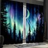2 Pcs Aurora Forest Moon print curtains  suitable for bedroom  living room kitchen decoration  home decoration  window decoration