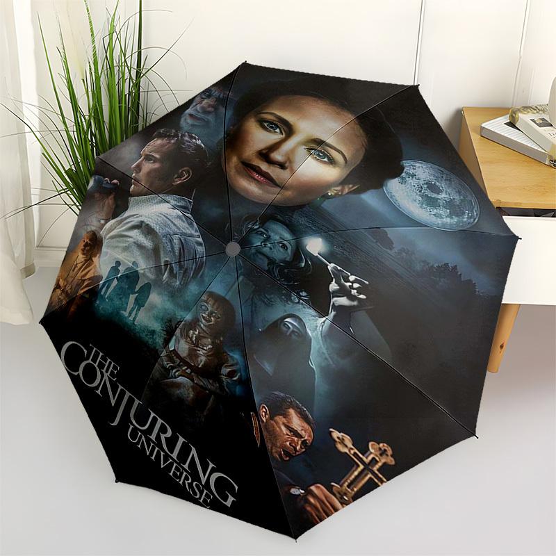 

Haunted, Supernatural Themed Automatic Opening and Closing Umbrella, Compact Travel Umbrella, Lightweight and Portable, Suitable for Beach C