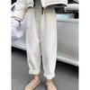 Damen Herbst- und Wintermode Koreanischer Stil High-End Plus Samt Kordhosen Warme Weitbein-Haremshosen