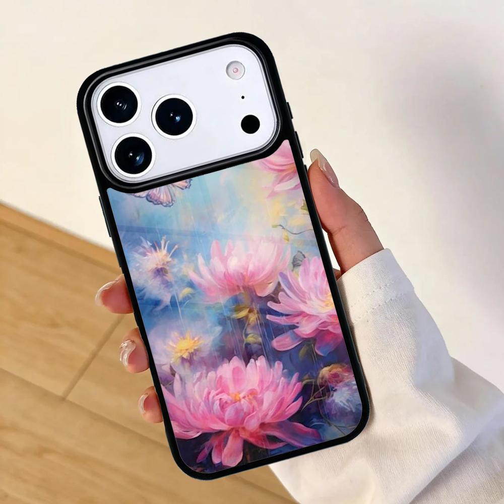 Oil Painting Boho Flower Art Mobile Phone Case for IPhone 17 AIR 16pro Max 15 14 13 12 11 Bumper Cover