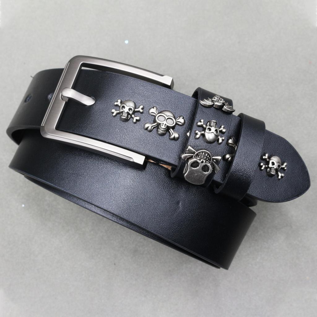 Fashionable and Versatile Retro Skeleton Rivets for Women's Belt European and American Punk Jeans Decorative Belt Men