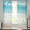 Beach Sky Sea Tulle Curtains for Living Room Bedroom Decor Chiffon Sheer Voile Kitchen Window Curtain