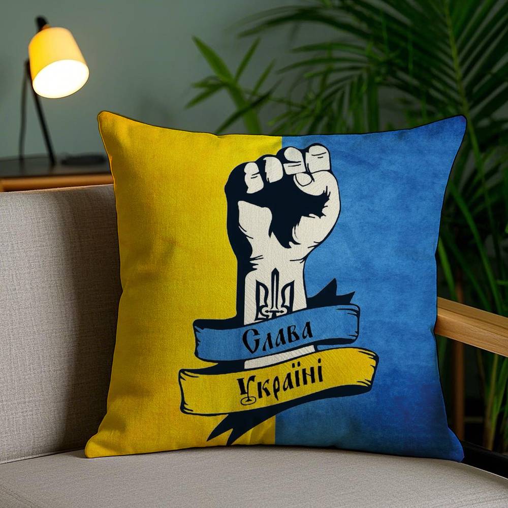 Ukraine Flag Aesthetic Pillow Case Sofa Short Plush Double-Sided Hd Printing Room Home Office Gift Cushion Cover