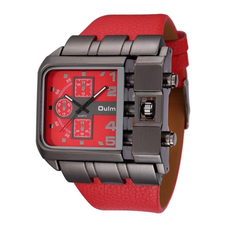 Oulm 3364 Herren Quadratisches Zifferblatt Lederarmband Quarz-Uhr