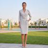 Women's Casual Long Sleeve Color Pocket Dress with Belt for Everyday Wear