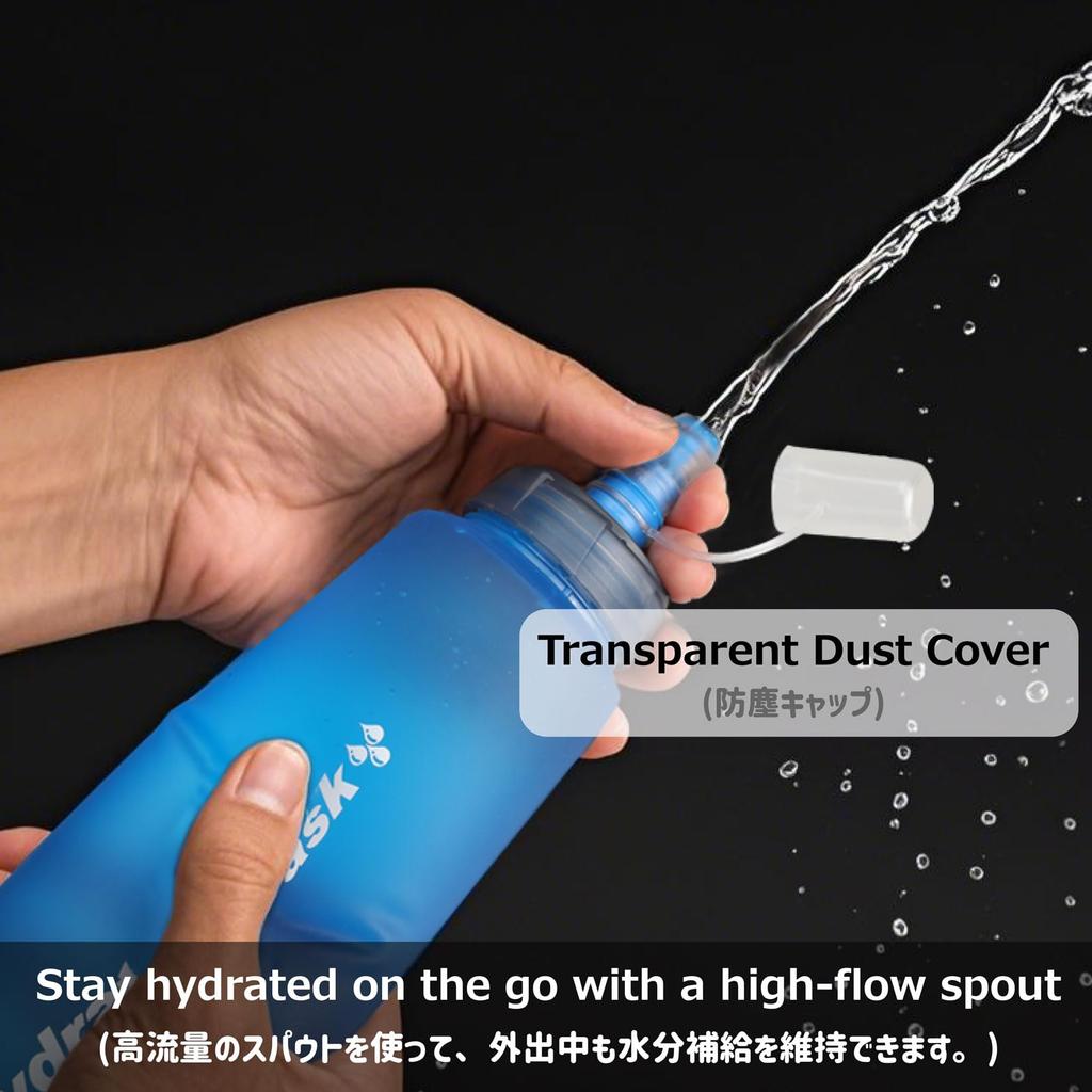 Azarxis Soft Flask Running Easy to Wide Mouth Water Bottle for and Emergency Preparedness Bottle, 500ml, Foldable, Lightweight, Clean, Hydration,