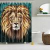 Shower Curtain Waterproof Panel Bathroom Decor W/ Hooks Lion Head