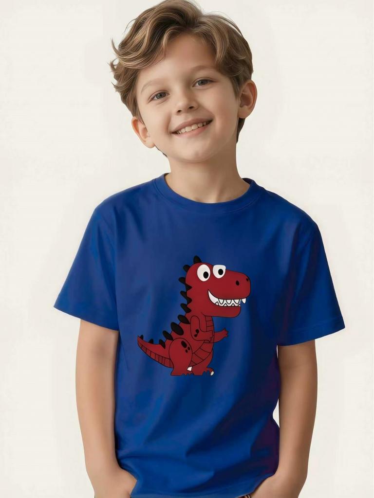 Children's Dinosaur Theme Short-sleeved T-shirt Boys and Girls Trendy Tops