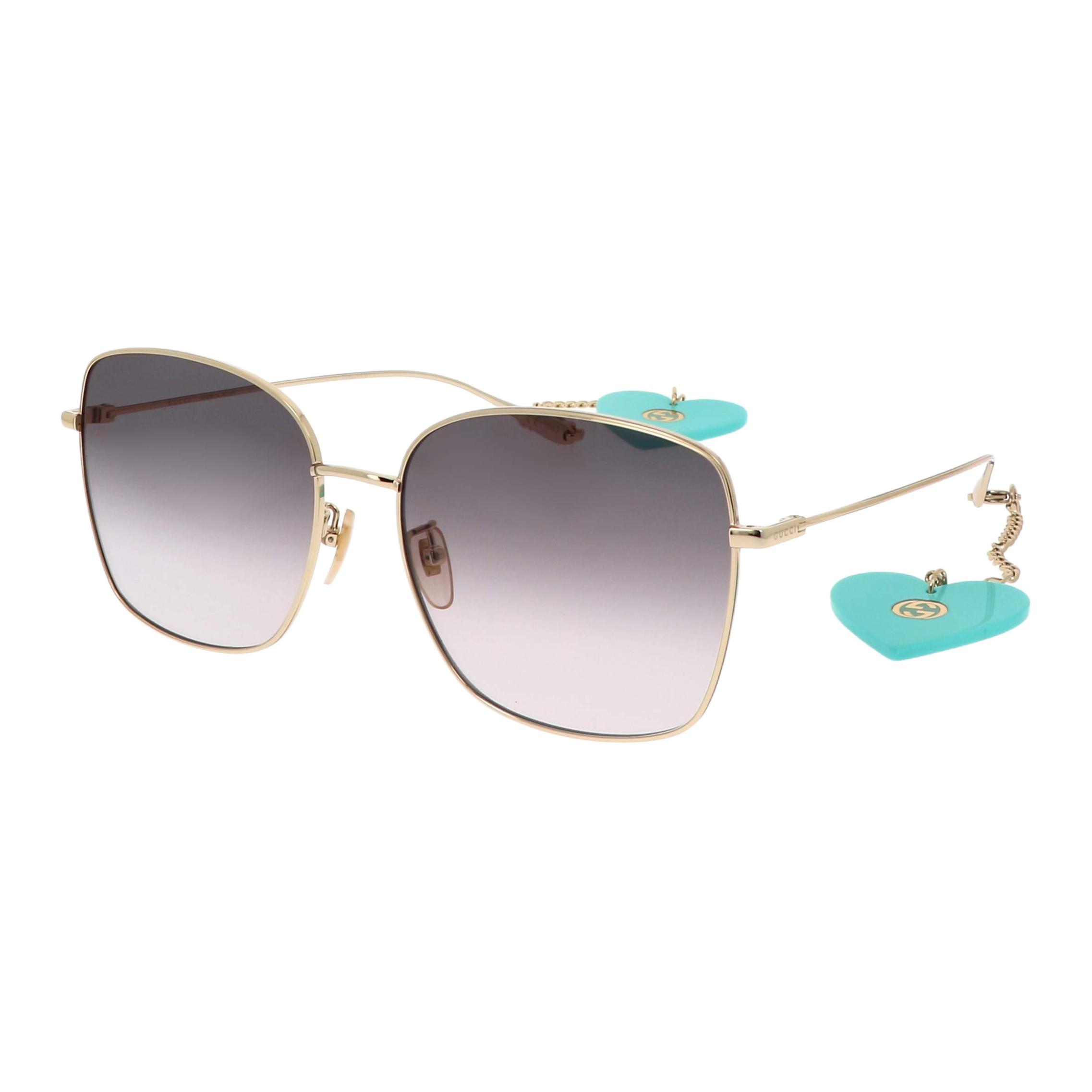 

GUCCI Fashion Metal Square Full Frame Blue Peach Heart Pendant Sunglasses Women s Style 60 серый
