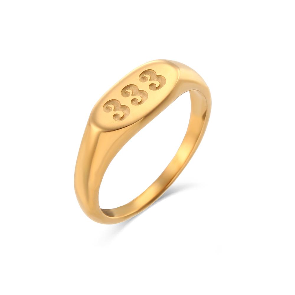 

E.B.belle Angel Number Rings Jewelry For Women 18K Gold Plated Lucky Number Stainless Steel Ring For Girls 6