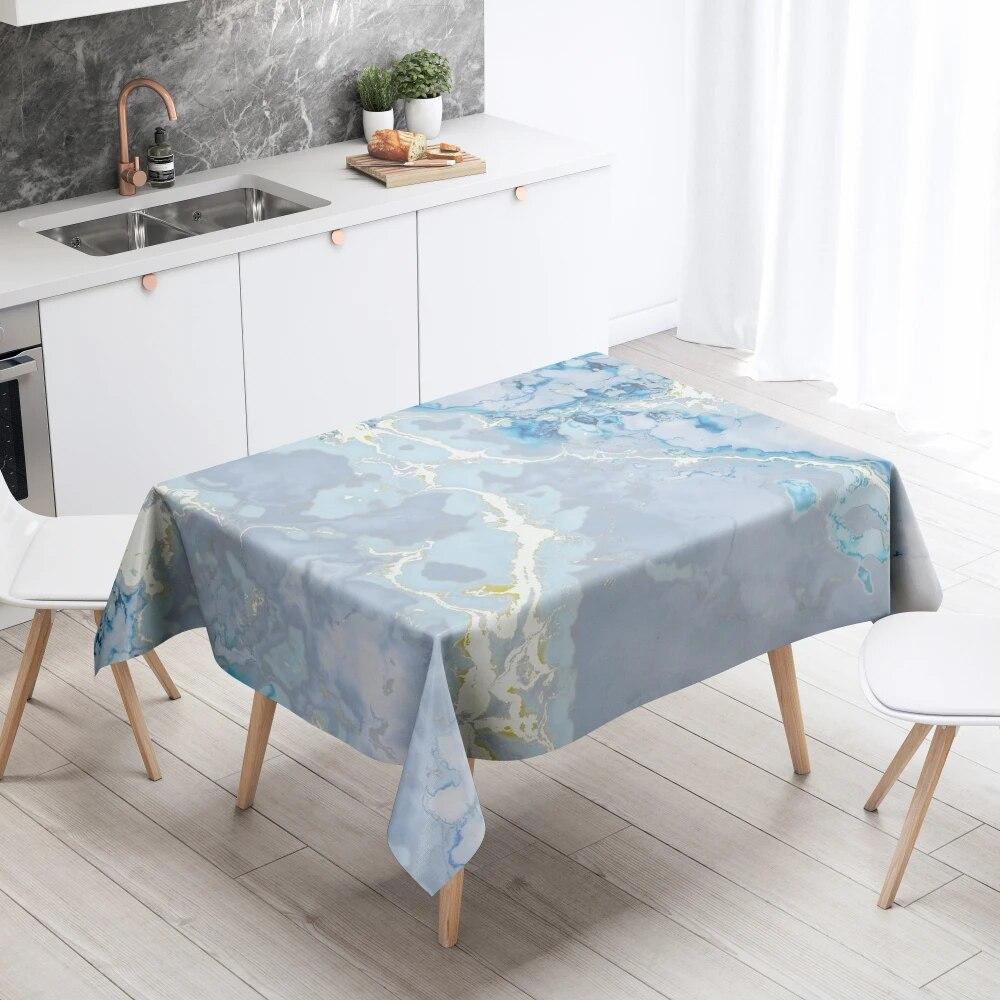 Marble Pattern Table Cloth Home Decor Stain Resistant Waterproof  Decoration Rectangular Kitchen Fireplace Countertop