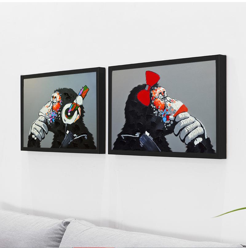 Monkey sluchátko hudba móda zvířat zábava plakát abstraktní umění