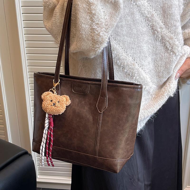Borsa retrò di grande capacità, Borsa tote alla moda, Semplice borsa a tracolla per il pendolare