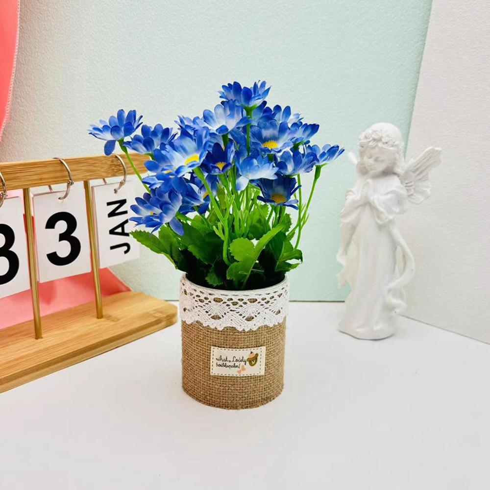 Wild Chrysanthemum Flower Pot Simulated Green Plant Potted Plant For Home Office