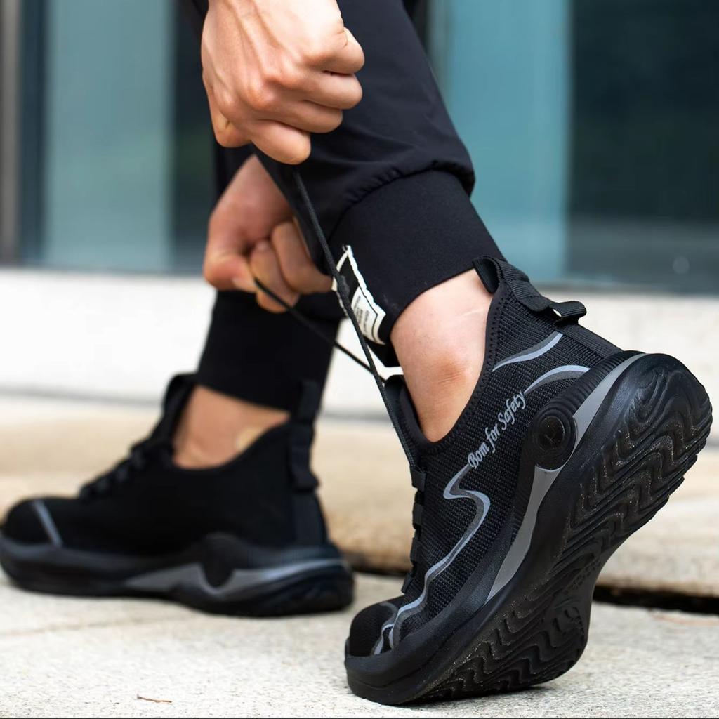 Men's Lightweight Safety Shoes Steel Toe Anti-Smash Puncture Resistant Breathable Work Shoes for Sports Protective Footwear